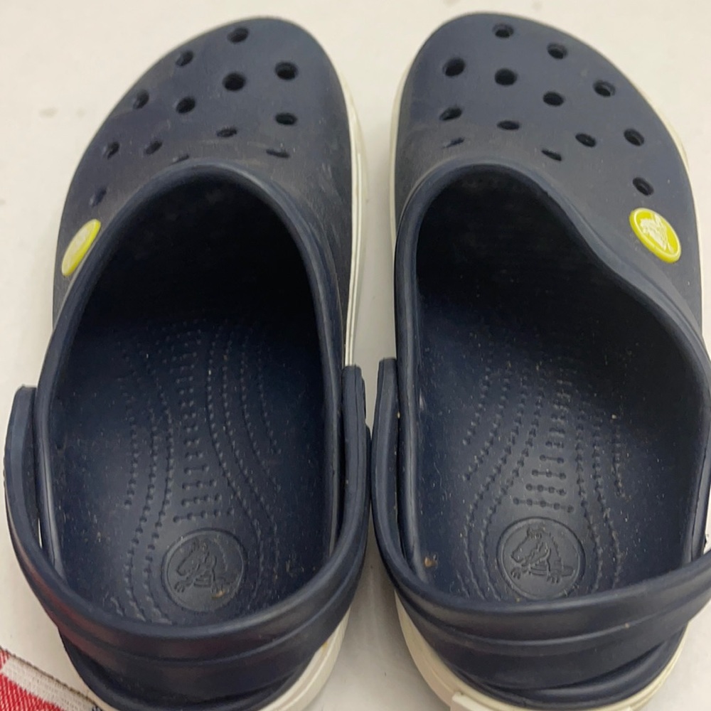 Crocs Navy Blue Lime Green Perforated